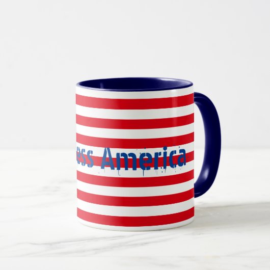 Mug Personnalisable Rouge Bleu Bleu "Dieu béni l'Améri (Devant droit)