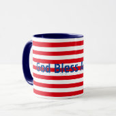 Mug Personnalisable Rouge Bleu Bleu "Dieu béni l'Améri (Devant gauche)