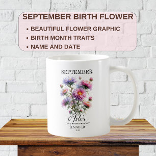 Mug Personnalisable Septembre Anniversaire Aster Flowe