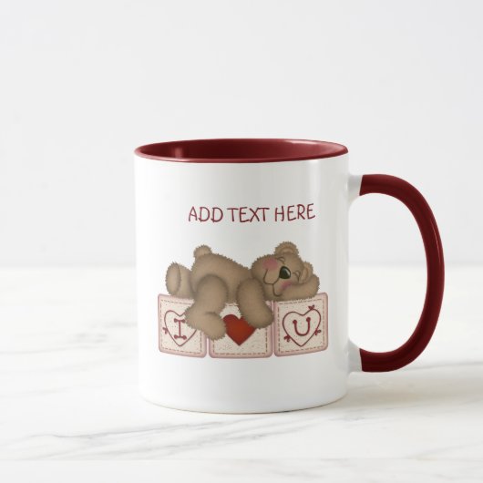 Mug Personnalisable Valentine's I Love You Teddy Bear  (Droite)