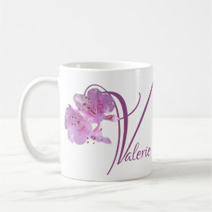 Mug Personnalisable Valerie nom rose floral boho fun