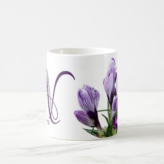 Mug Personnalisable violet fleuri Nom Nicole monogramm (Centre)