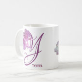 Mug Personnalisable Yvette nom rose fleurs boho (Devant gauche)