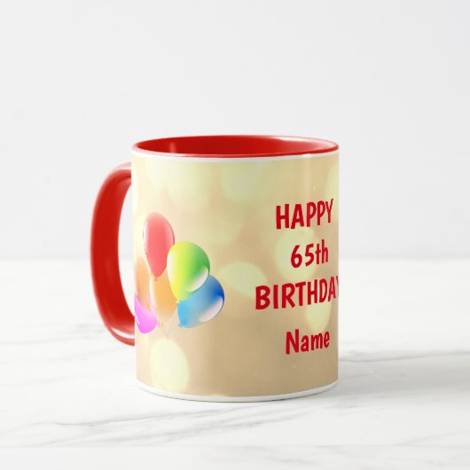 Mug Personnalisation colorée du joyeux 65e anniversair (Devant gauche)