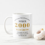 Mug Personnalisé 21st Birthday 2000 Elegant Ajouter un<br><div class="desc">Élégante tasse d'anniversaire personnalisée. Customisez facilement le texte de cette tasse de café d'anniversaire en utilisant le modèle fourni. Une partie de la gamme de normes d'établissement des dessins et modèles.</div>