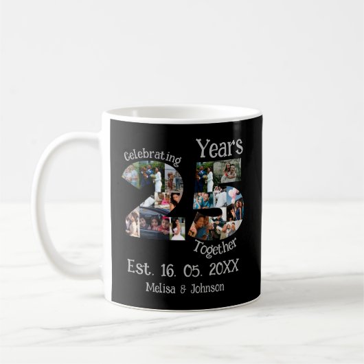 Mug Personnalisé 25e anniversaire mariage photo collag (Gauche)