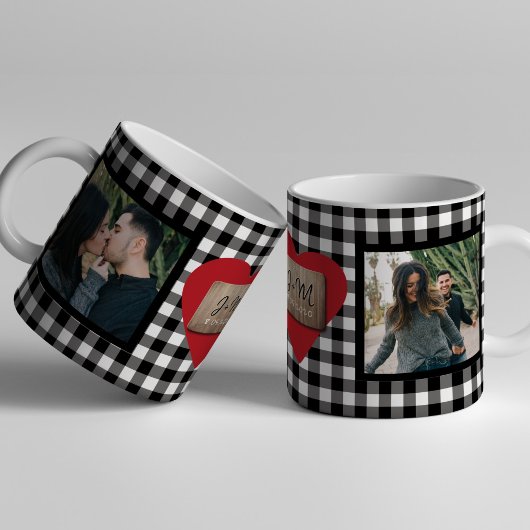 Mug Personnalisé 2 couples photo initiales coeur Valen