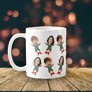 Mug Personnalisé 2 Photos Face Drôle Noël Elf Kid