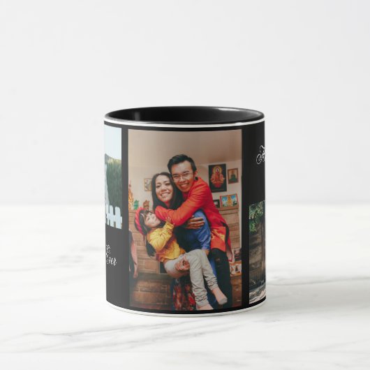 Mug Personnalisé 3 Photo Et Texte Blanc (Centre)