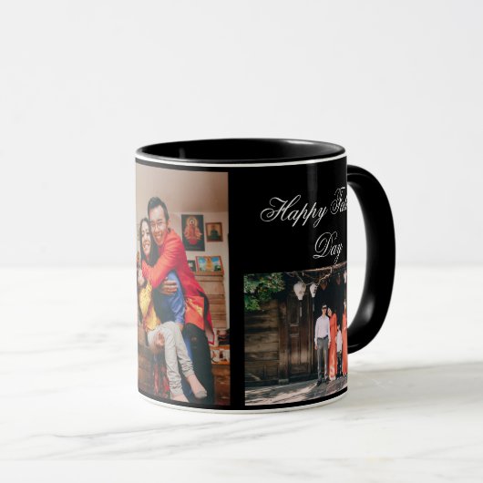 Mug Personnalisé 3 Photo Et Texte Blanc (Devant droit)