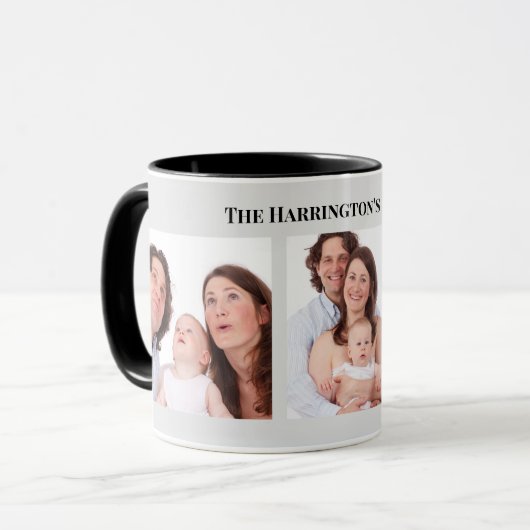 Mug Personnalisé 3 sections Photos de famille Collage  (Devant gauche)