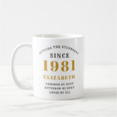 Mug Personnalisé 40th Birthday 1981 Elegant Ajouter un (Gauche)