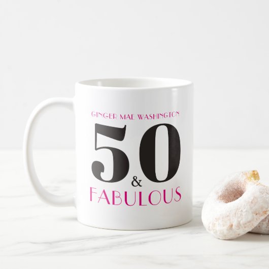 Mug personnalisé 50 et fabuleux fête d'anniversair (Avec donut)