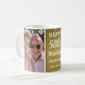 Mug Personnalisé 50e Anniversaire d'or 2 Collage photo (Devant gauche)