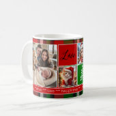 Mug Personnalisé 5 Photos Vert Rouge Plaid Noël (Devant gauche)