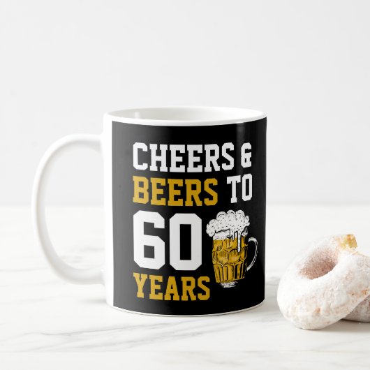 Mug Personnalisé 60e anniversaire Cheers & Bières à 60 (Avec donut)