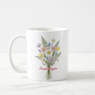 Mug personnalisé à l'aquarelle avec la marguerite,