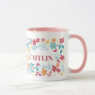 Mug personnalisé à motif floral –