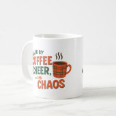 Mug Personnalisé Alimenté par le Café, la Joie & le Ch (Devant gauche)