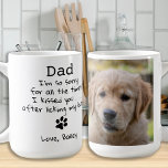 Mug Personnalisé Animaux de compagnie Photo Drôle Chie<br><div class="desc">Surprenez votre chien préféré papa ce père mai, ou pour son anniversaire ou n'importe quelle occasion avec ce chien super mignon et drôle papa mug. "Papa ... Je suis tellement désolé pour toutes les fois où je vous ai embrassé ... après avoir léché mon cul" Fait un cadeau parfait du...</div>
