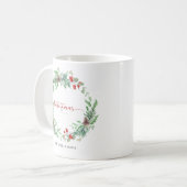 Mug Personnalisé Aquarelle de Verdure de Noël (Devant gauche)