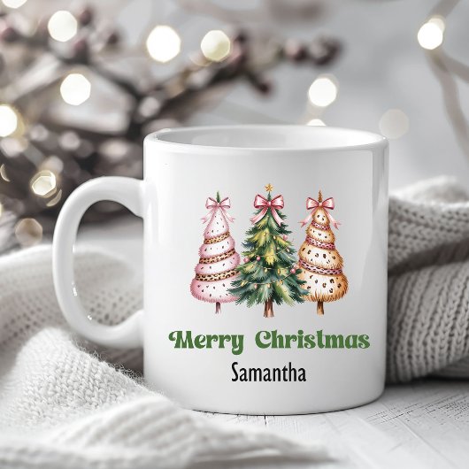 Mug Personnalisé Arbre de Noël Unique Léopard