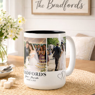 Mug Personnalisé avec Collage de Photos de Mariage