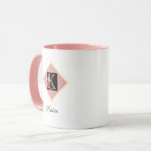 Mug personnalisé avec des roses vintage et initial (Devant gauche)