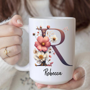 Mug personnalisé avec fleur de naissance, Mug mono