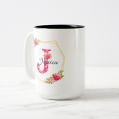Mug personnalisé avec initiale et nom Fleur Mug Ca (Devant gauche)