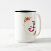 Mug personnalisé avec initiale et nom Fleur Mug Ca (Devant droit)