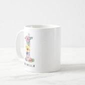 Mug personnalisé avec initiale florale, Cadeau de (Devant gauche)