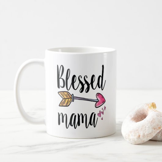 Mug Personnalisé avec le nom des enfants Blessed Mama (Avec donut)