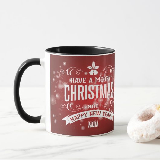 Mug Personnalisé avec les voeux Joyeux Noël Photo (Avec donut)