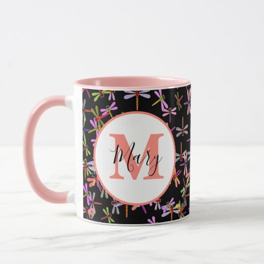 mug personnalisé avec libellules colorées (Gauche)