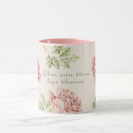 Mug personnalisé avec motif rose (Centre)