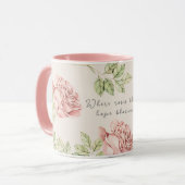 Mug personnalisé avec motif rose (Devant gauche)