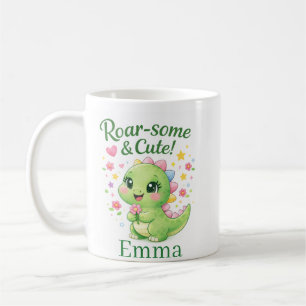 Mug personnalisé avec nom de dinosaure mignon