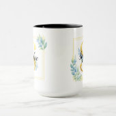 Mug personnalisé avec nom • Initiale florale et do (Centre)