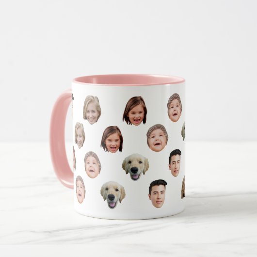 Mug personnalisé avec visage de famille mignon 5 p (Devant gauche)