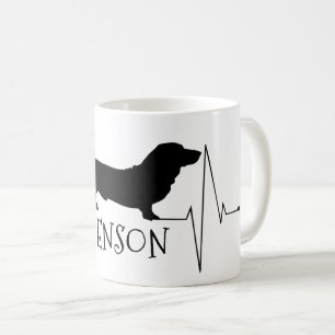 Mug Personnalisé Basset Hound Love My Chig Heart Beat