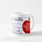 Mug Personnalisé "Best Teacher Ever" avec note personn (Devant droit)