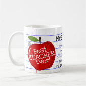 Mug Personnalisé "Best Teacher Ever" avec note personn (Gauche)
