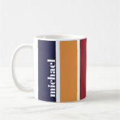 Mug Personnalisé bleu jaune rouge rayé (Gauche)