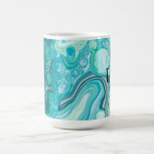 Mug Personnalisé Bleu, Turquoise Vagues de Mer Bulles (Centre)