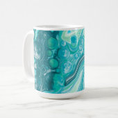 Mug Personnalisé Bleu, Turquoise Vagues de Mer Bulles (Devant gauche)