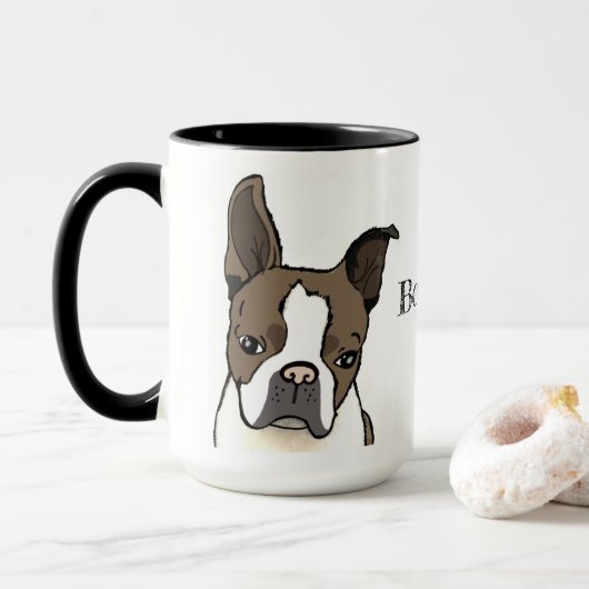 Mug personnalisé Boston Terrier (Avec donut)