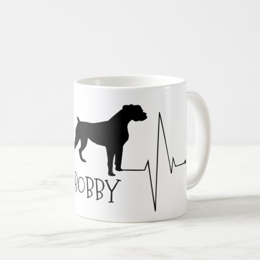 Mug Personnalisé Boxer Love My Dog Heart Beat (Devant droit)