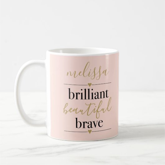 Mug Personnalisé Brillant Beau Blush Rose courageux (Gauche)