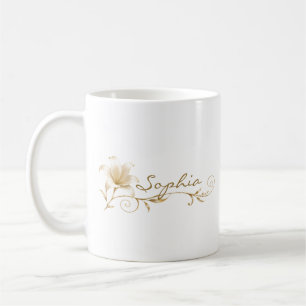 Mug personnalisé Champagne Gold Lily Nom